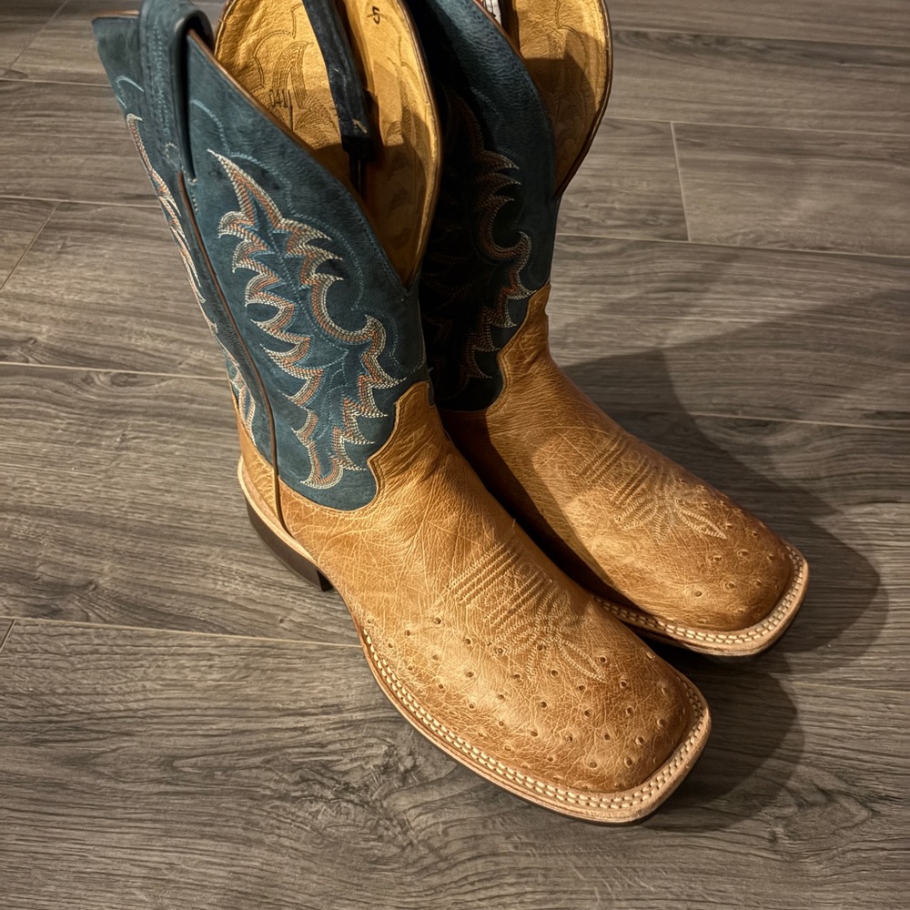 Tony Lama Tan and Teal Cowboy Boots
